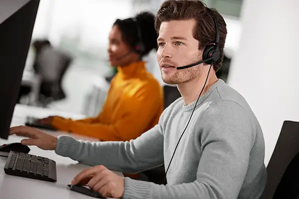 Officeworker Wearing headset